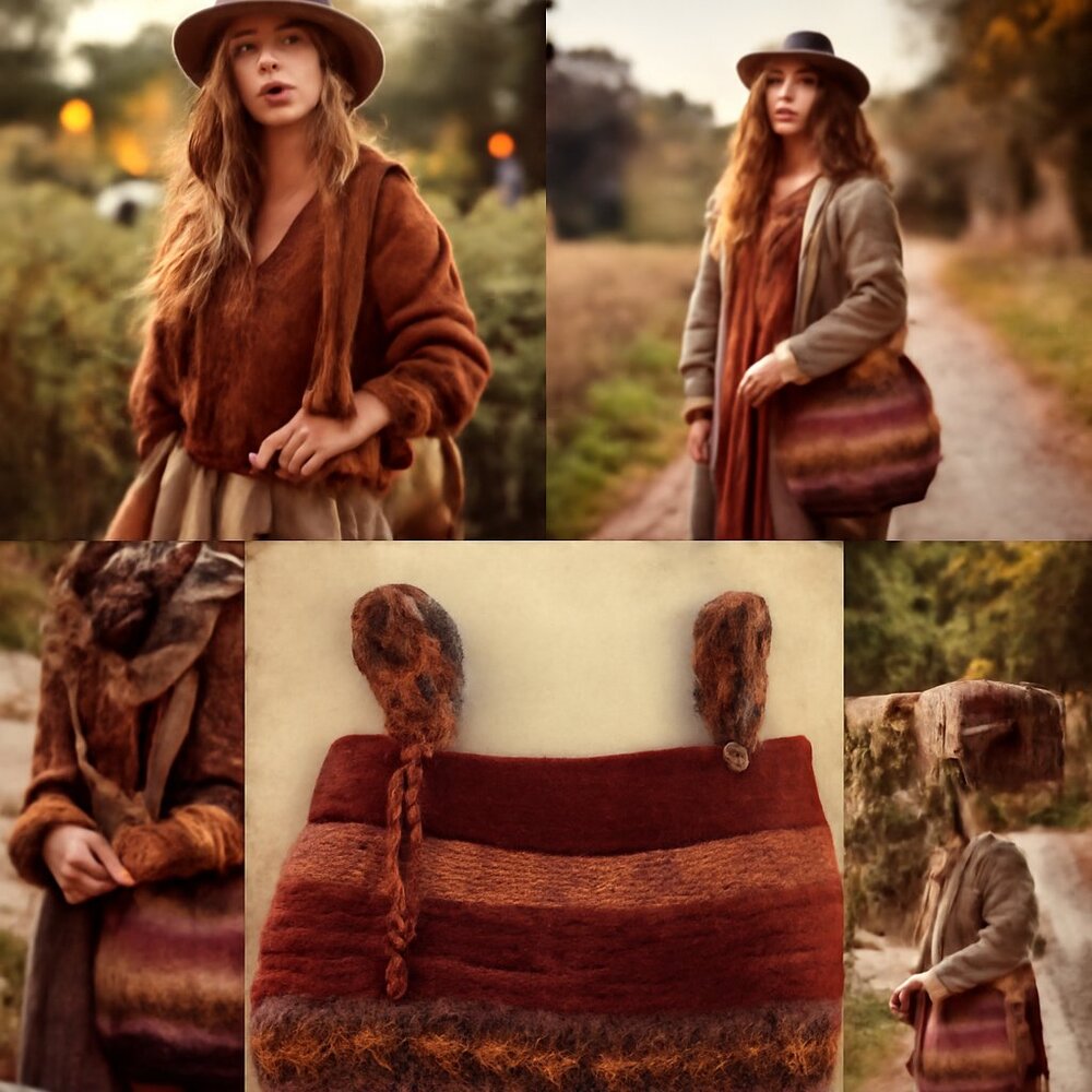 Vintage Handcrafted Wool Shoulder Bag | Shigra-Inspired Artisan Piece - Picture 2 of 14